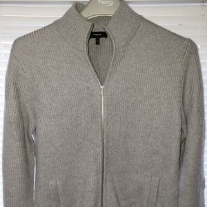 Theory Merino Wool Combo Knit Zip-Up - Men’s Small - Grey